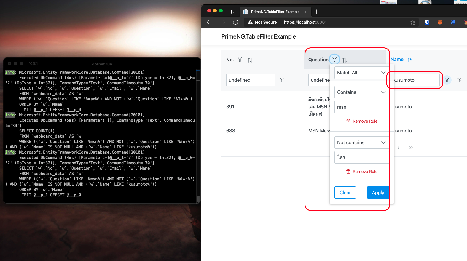 Completely handle PrimeNG table load lazy in ASP.NET use PrimeNG.TableFilter