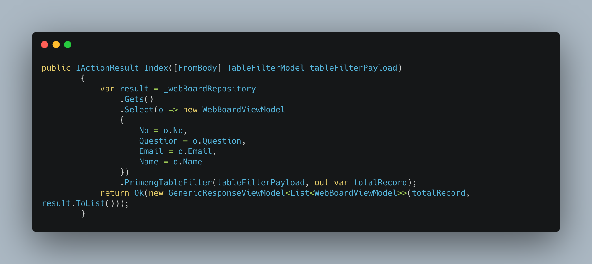 Completely handle PrimeNG table load lazy in ASP.NET use PrimeNG.TableFilter